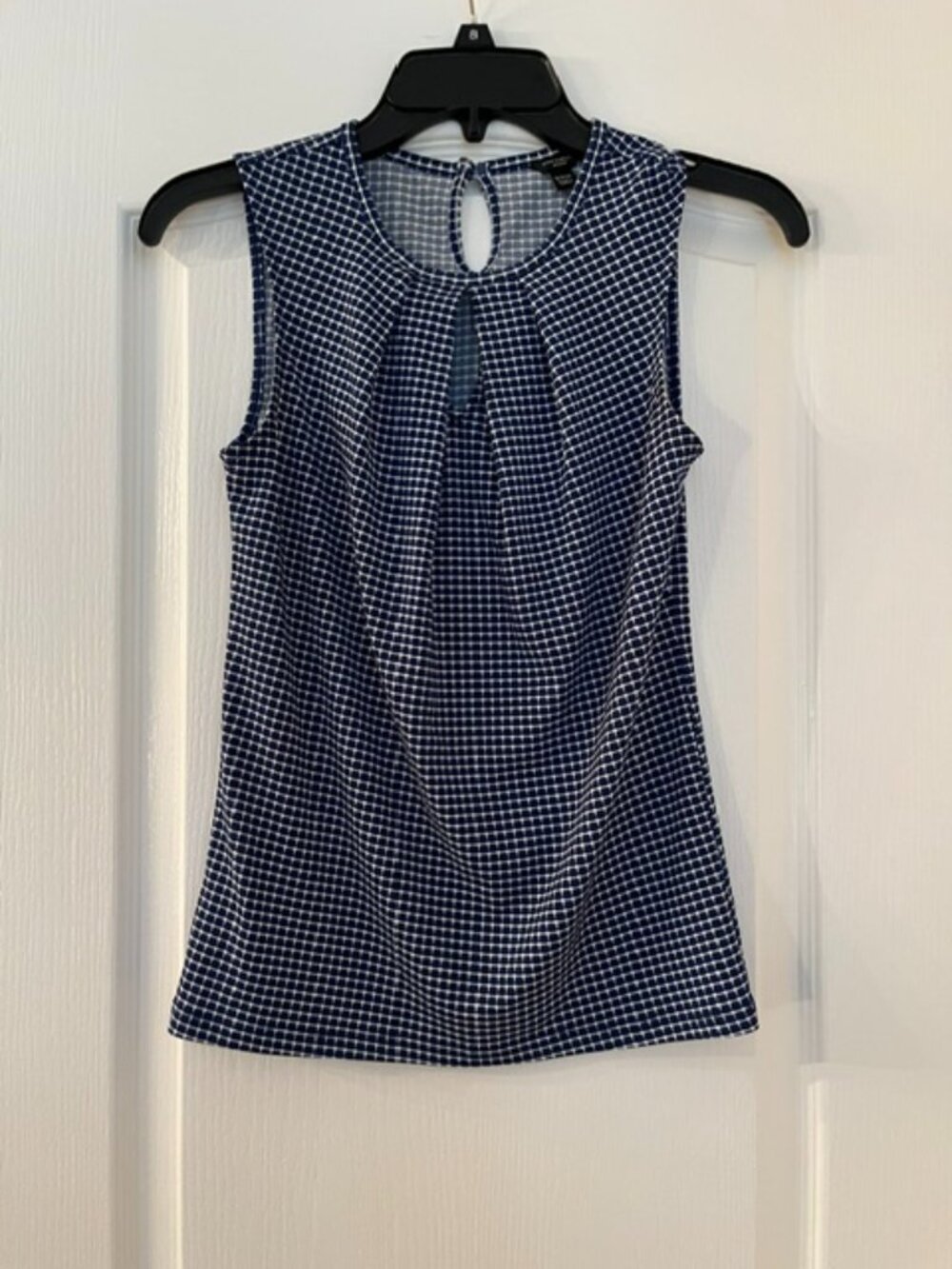 Ann Taylor Petite Navy Checkered Sleeveless Tank Top – XXSP